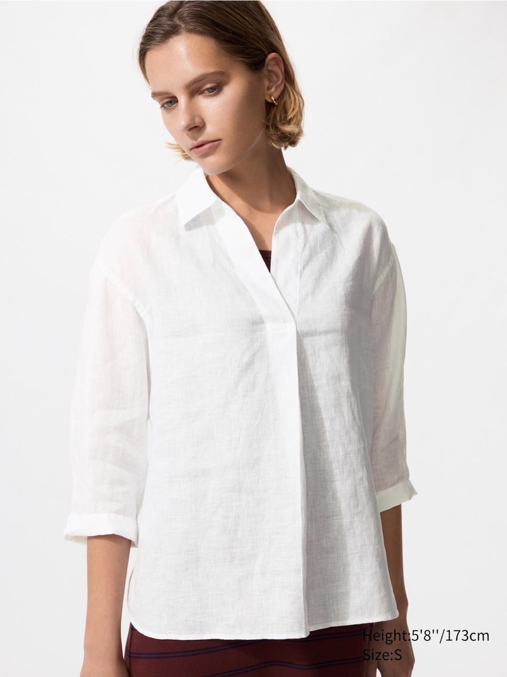 UNIQLO Premium Linen Skipper Collar Shirt